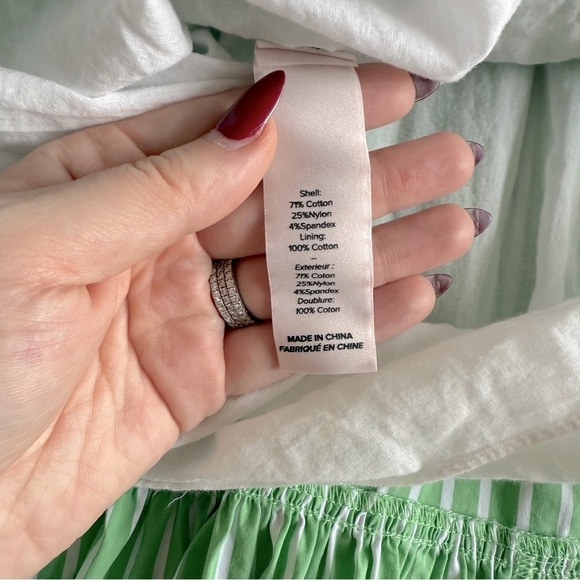 CINQ À SEPT - Kelly Striped Shirt Dress - Green and White - Picture 7 of 12